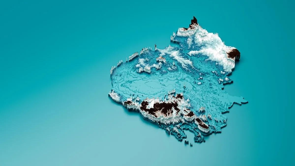 Topograficzna mapa Kambodży - mapa reliefowa 3D