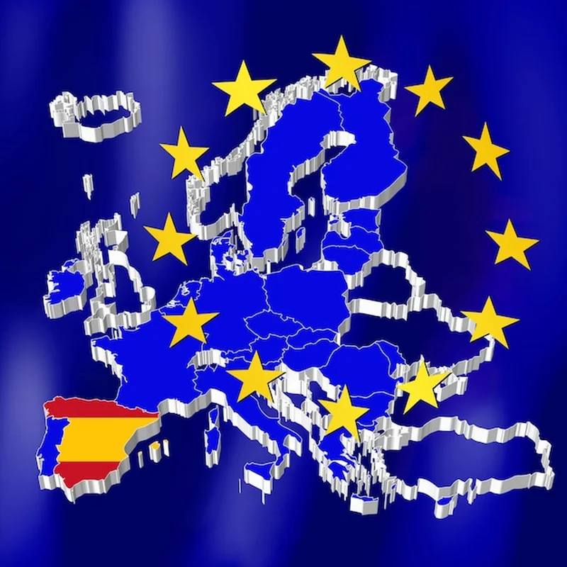Mapa Europy z zaznaczoną Hiszpanią